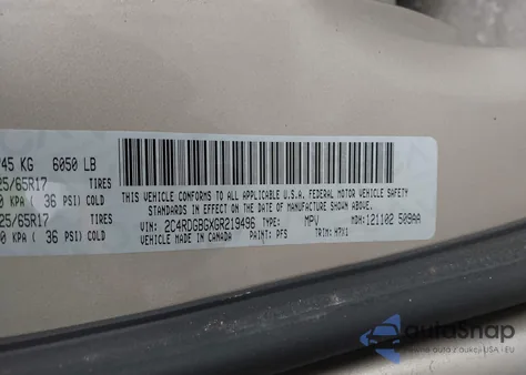 2016 Dodge Grand Caravan Se from USA, damaged, VIN 2C4RDGBGXGR219496